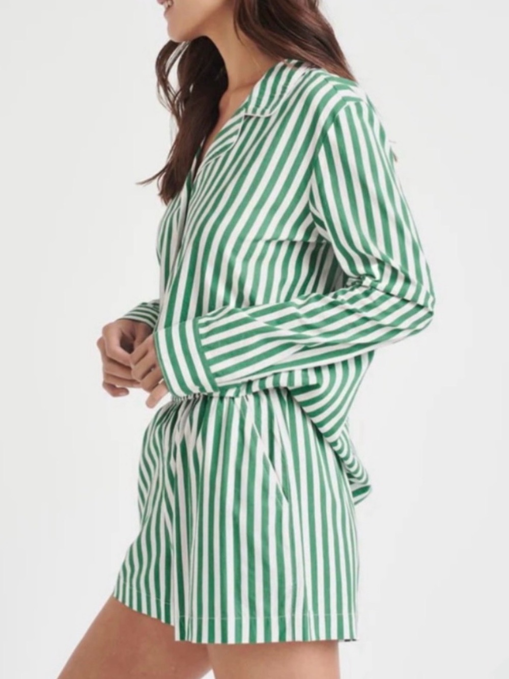 Splendid x Cella Jane Green/White Striped Top + Shorts SET